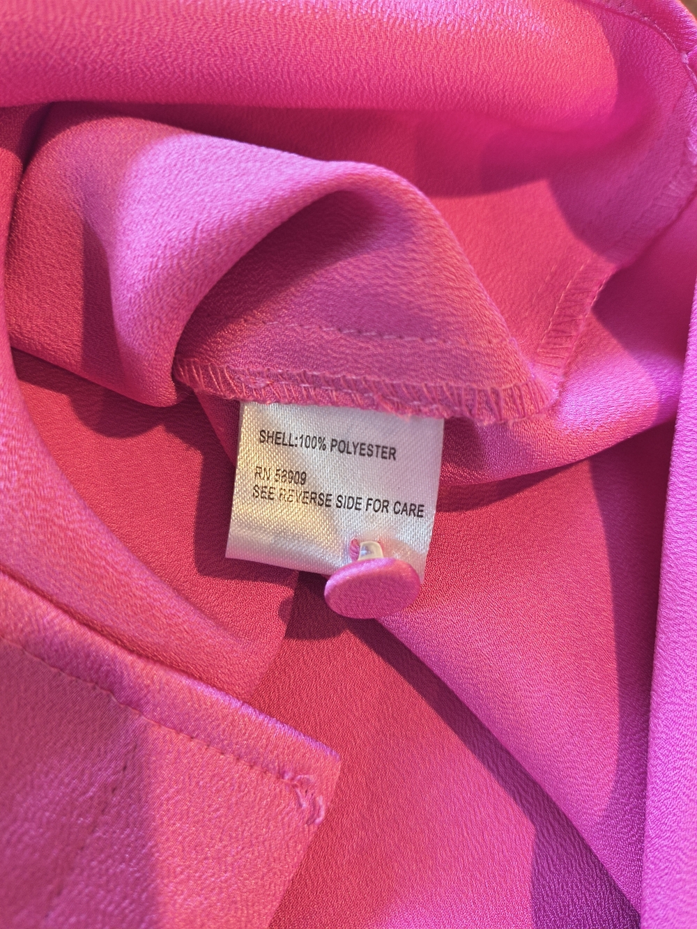 Gianni Bini Hot Pink Button-Down Collared Long Sleeved Blouse Office Night Out - Picture 3 of 11